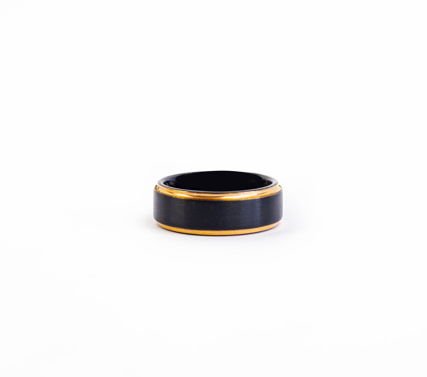 Anillo tungsteno negro con oro rosa