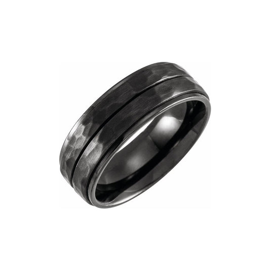 Anillo titanio negro martillado